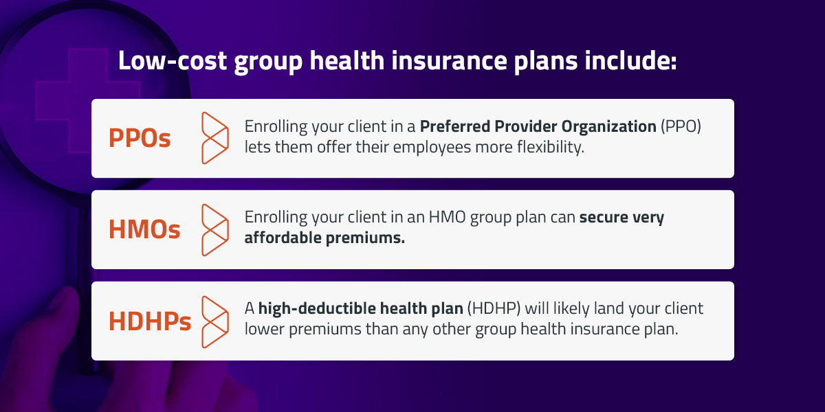 Low-cost group health insurance plans